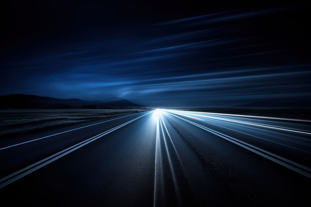 Night highway vehicle traffic night road horizon. AI generated Image by rawpixel.