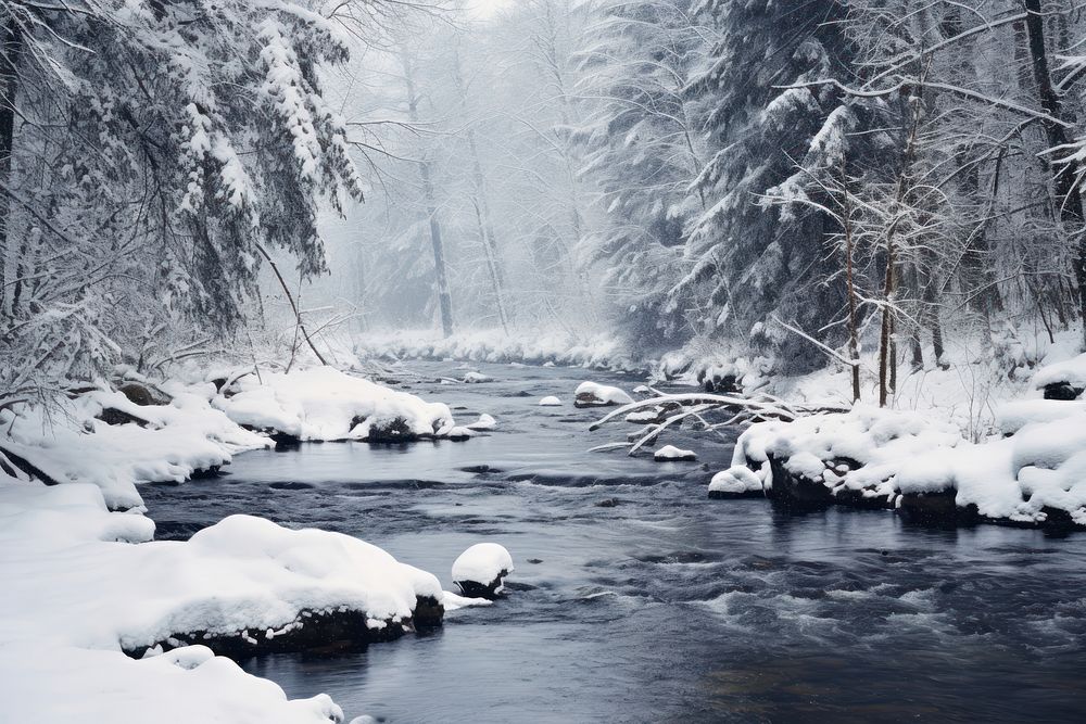 Winter outdoors nature river. AI generated Image by rawpixel.