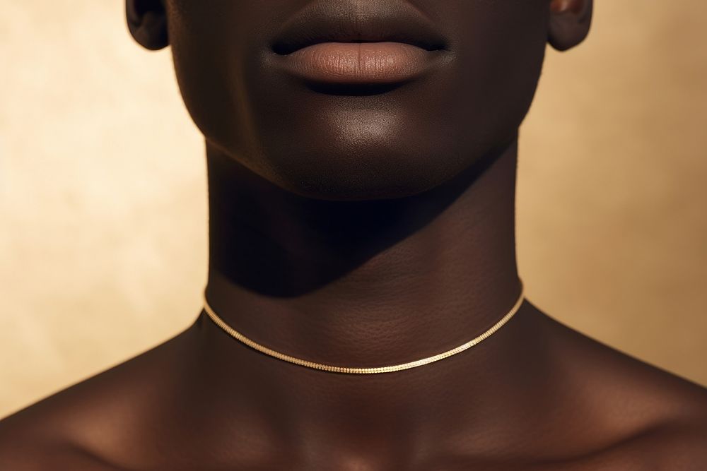 Gold choker necklace jewelry adult skin. 