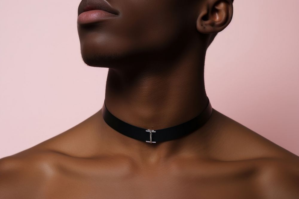 Black choker necklace jewelry adult man. AI generated Image by rawpixel.