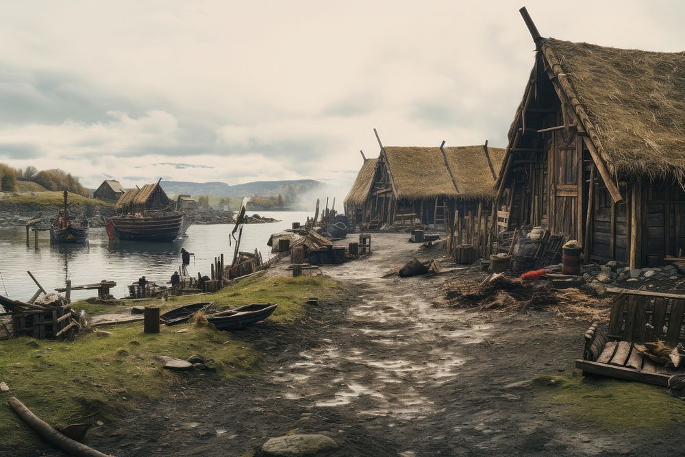 Viking village architecture building outdoors. AI generated Image by rawpixel.