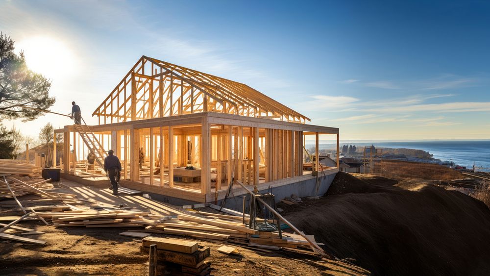 Construction wood house architecture. 