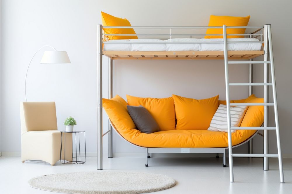 Modern bunk bed chair architecture furniture. AI generated Image by rawpixel.