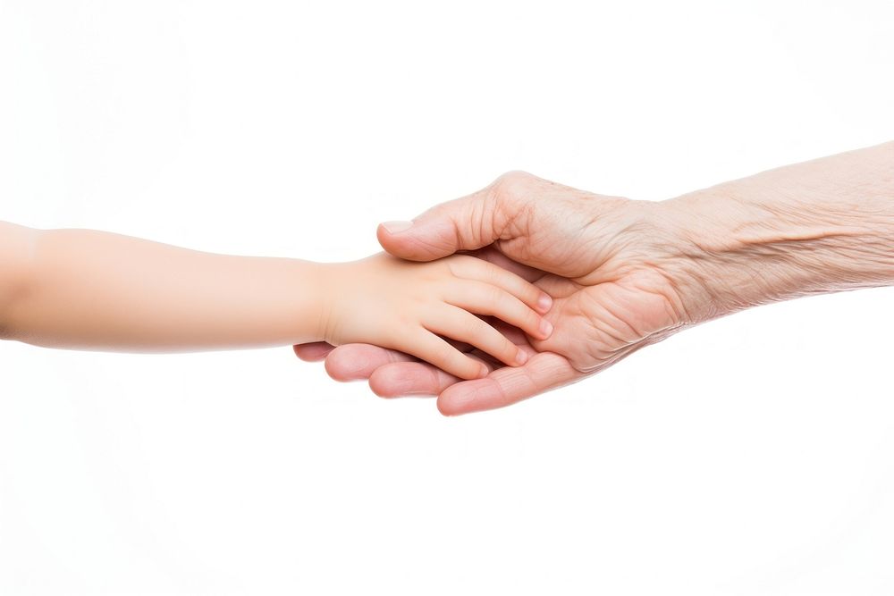 Hand baby white background holding hands. AI generated Image by rawpixel.