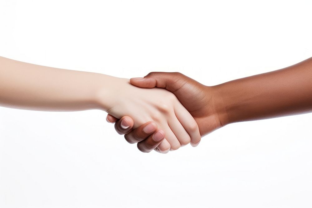 Holding hands handshake white background holding hands. AI generated Image by rawpixel.