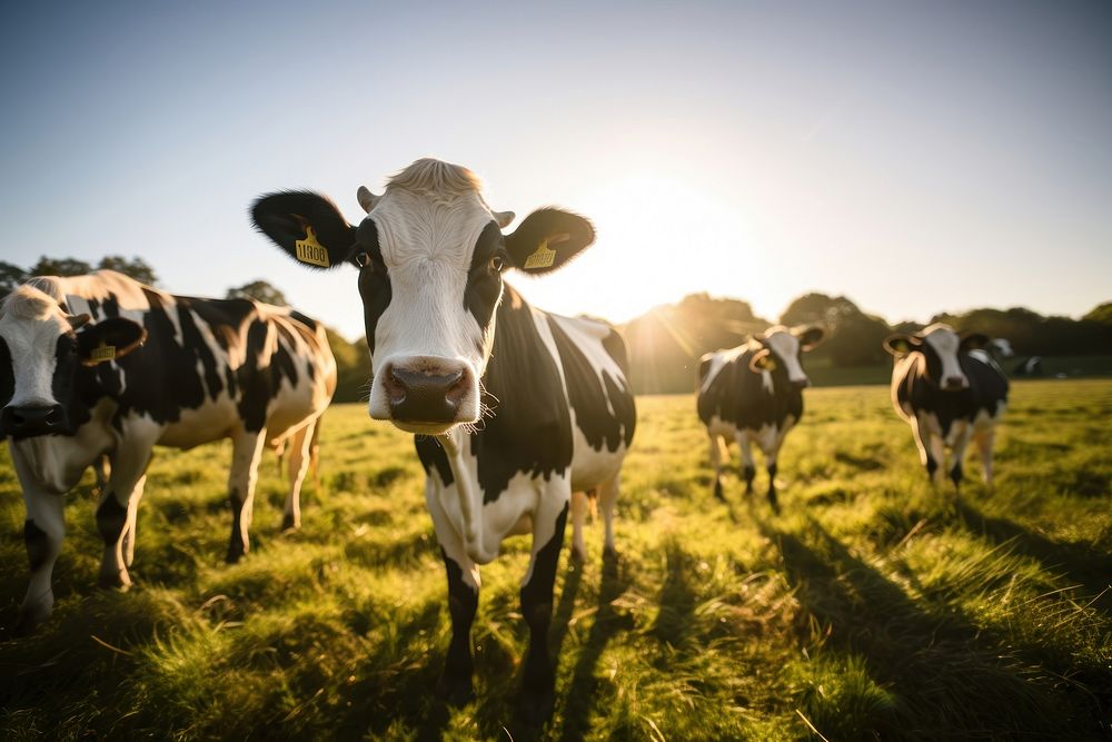 Field cow livestock grassland. 