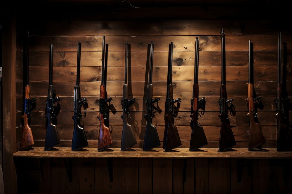 Rifles Hanging On Wall rifle weapon gun. AI generated Image by rawpixel.