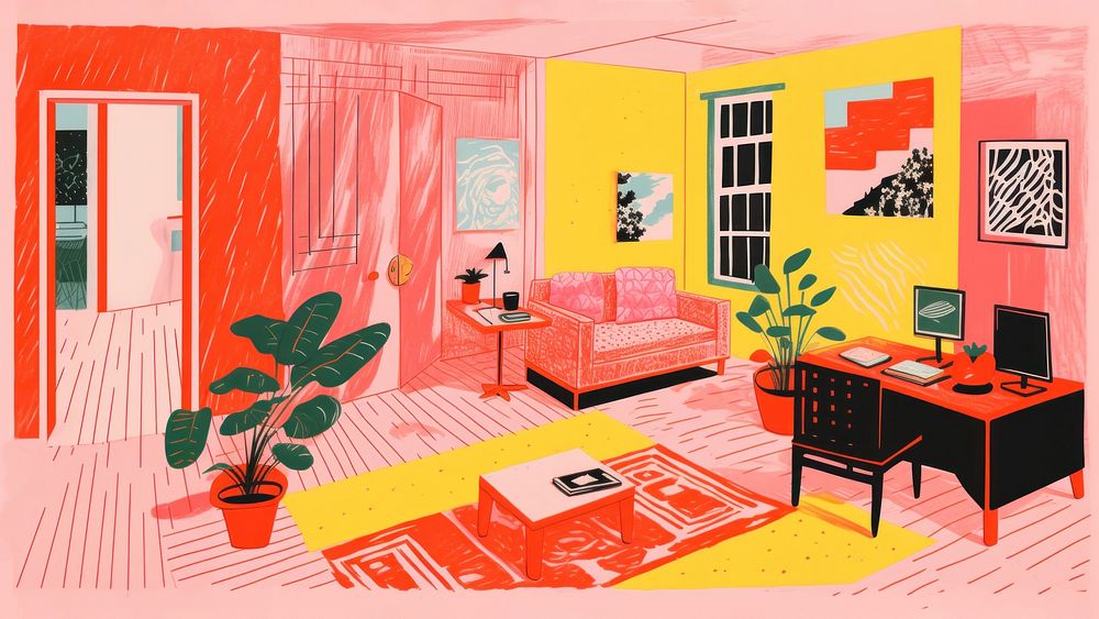 Living room illustration. AI generated Image by rawpixel.