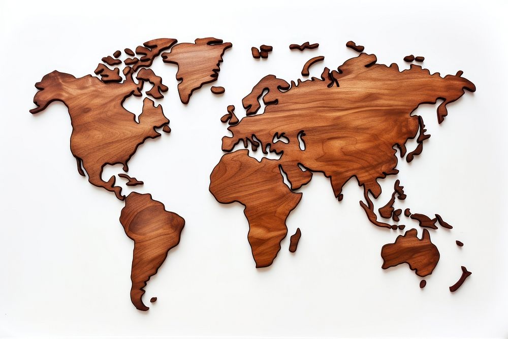 Wood map world topography. AI generated Image by rawpixel.