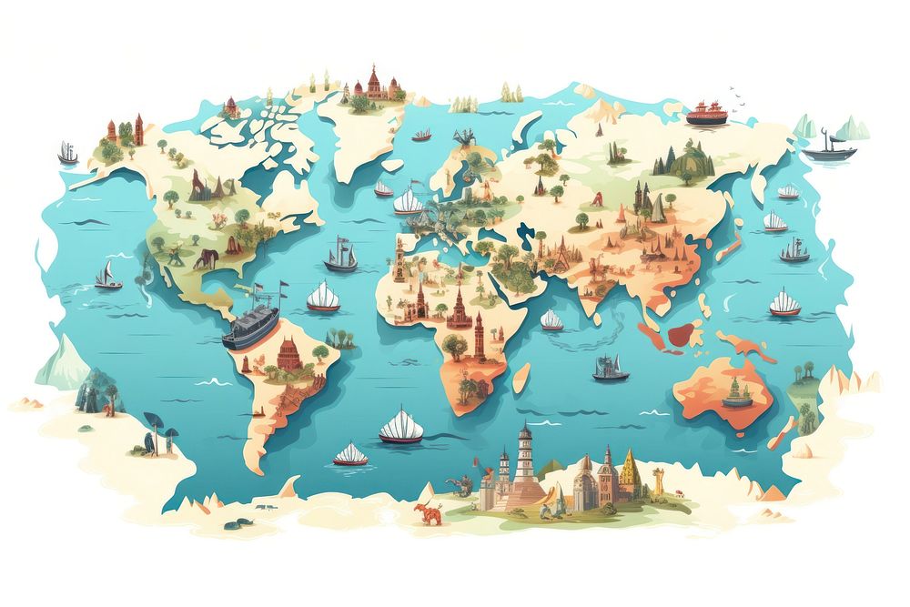 World map Vector illustration outdoors world sea. AI generated Image by rawpixel.