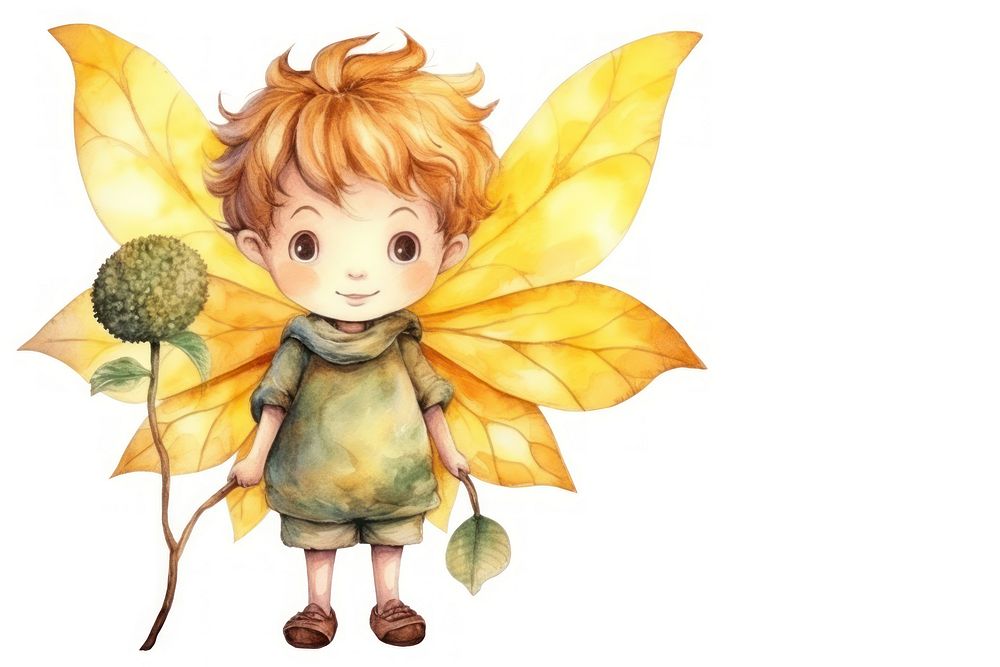 Cute sunflower boy fairy plant leaf representation. AI generated Image by rawpixel.