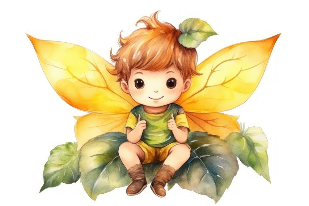 Cute sunflower boy fairy plant leaf toy. AI generated Image by rawpixel.