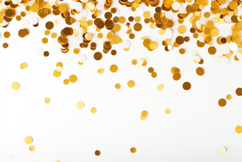 Golden confetti backgrounds shiny white background. AI generated Image by rawpixel.
