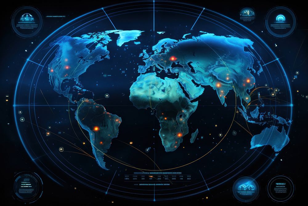 Vector planet map world map global astronomy space illuminated. AI generated Image by rawpixel.