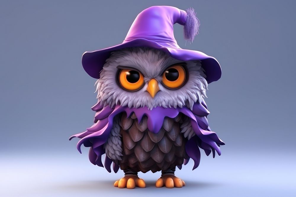 Owl cartoon purple bird. AI generated Image by rawpixel.