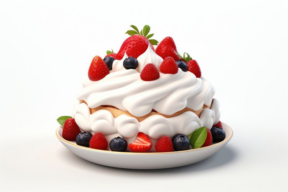 Pavlova strawberry pavlova dessert. AI generated Image by rawpixel.