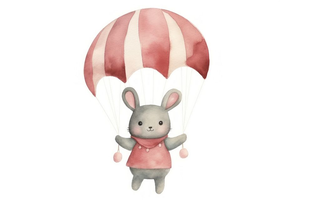 Parachuting bunny cute white background representation. AI generated Image by rawpixel.
