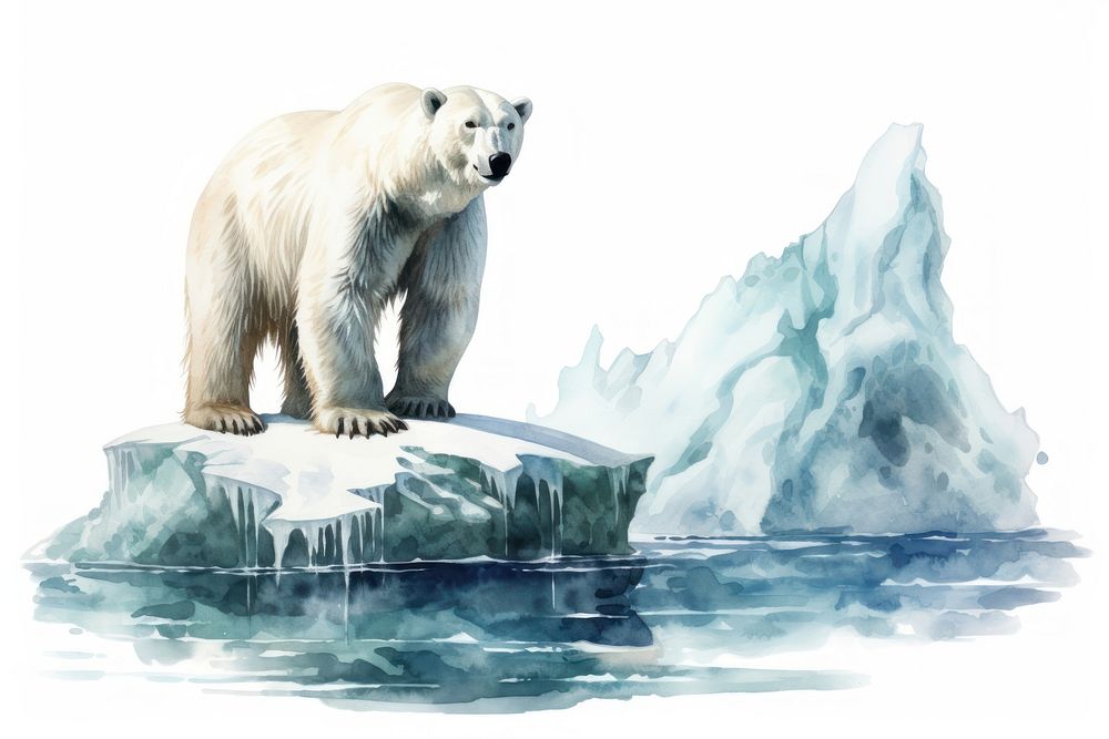 Climate change bear ice wildlife. AI generated Image by rawpixel.