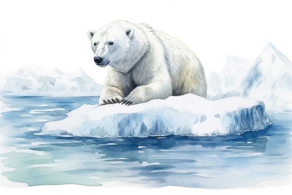 Climate change bear ice wildlife. AI generated Image by rawpixel.