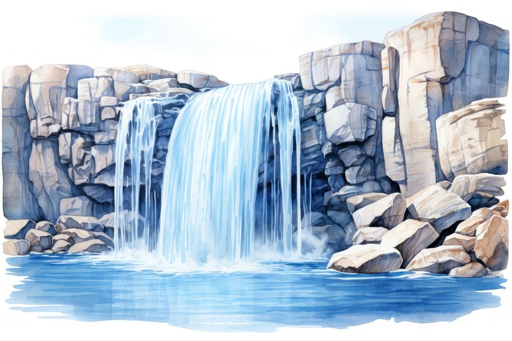 Waterfall outdoors nature rock. AI generated Image by rawpixel.