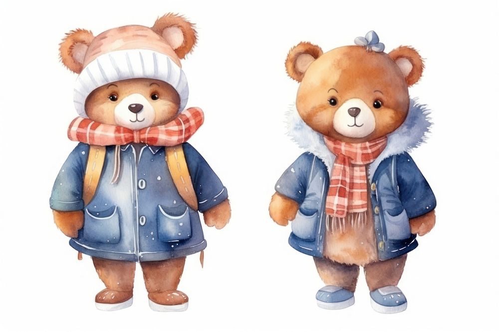 Cute bear winter fashion toy white background representation. AI generated Image by rawpixel.