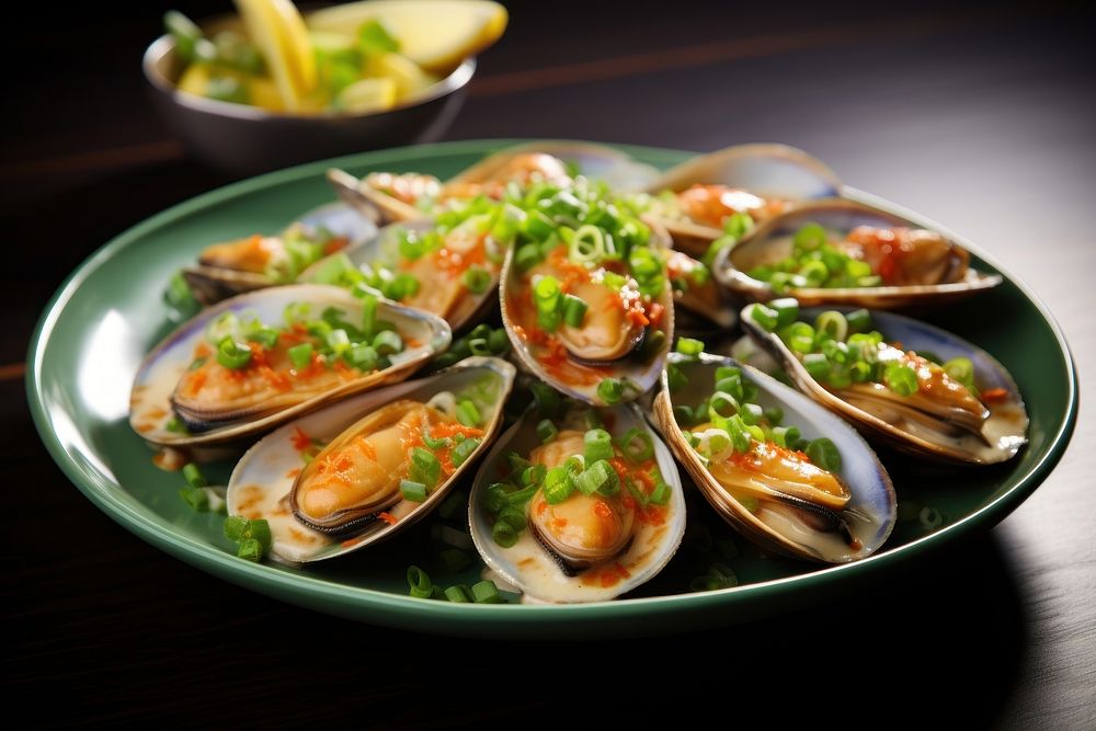 New Zealand dish seafood mussel plate. AI generated Image by rawpixel.