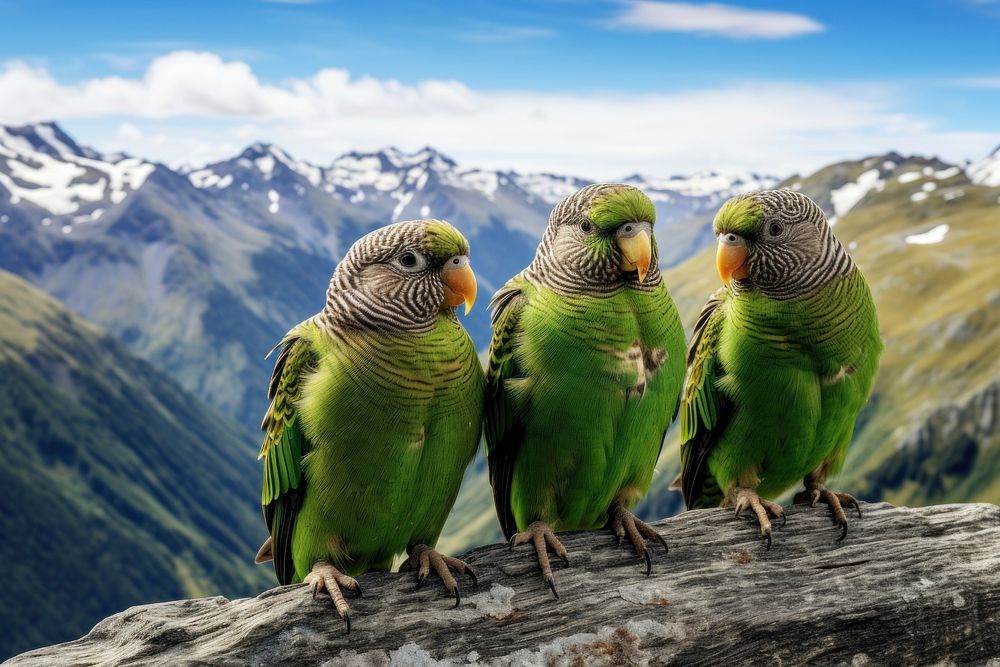 New Zealand parrot landscape animal. AI generated Image by rawpixel.