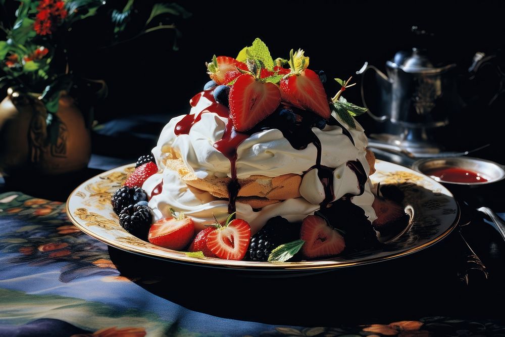 New Zealand dish pavlova dessert sundae. AI generated Image by rawpixel.