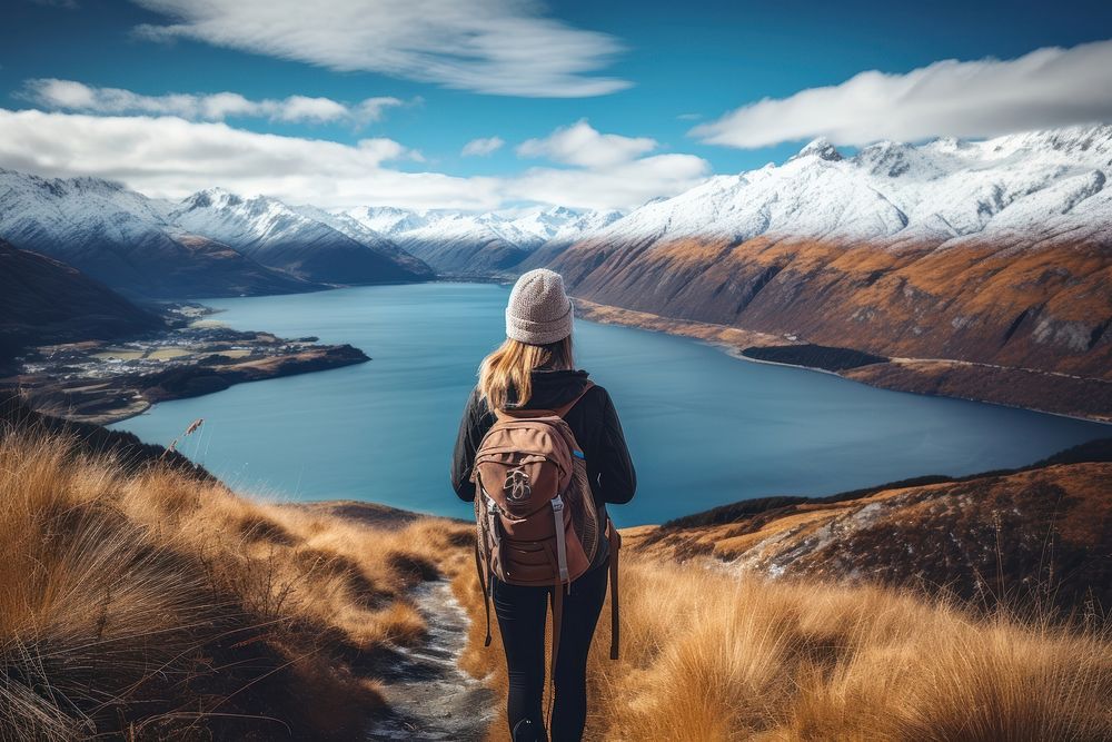 New Zealand backpack hiking backpacking. AI generated Image by rawpixel.