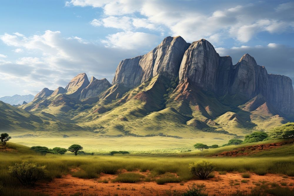 African mountain nature wilderness landscape. AI generated Image by rawpixel.