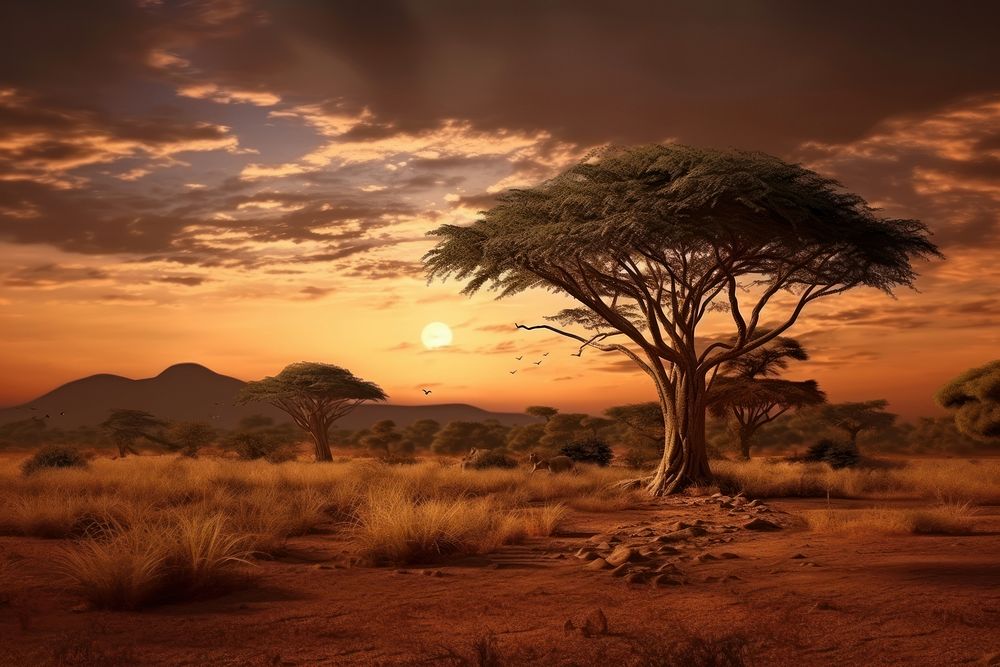 African savannah nature landscape outdoors. AI generated Image by rawpixel.