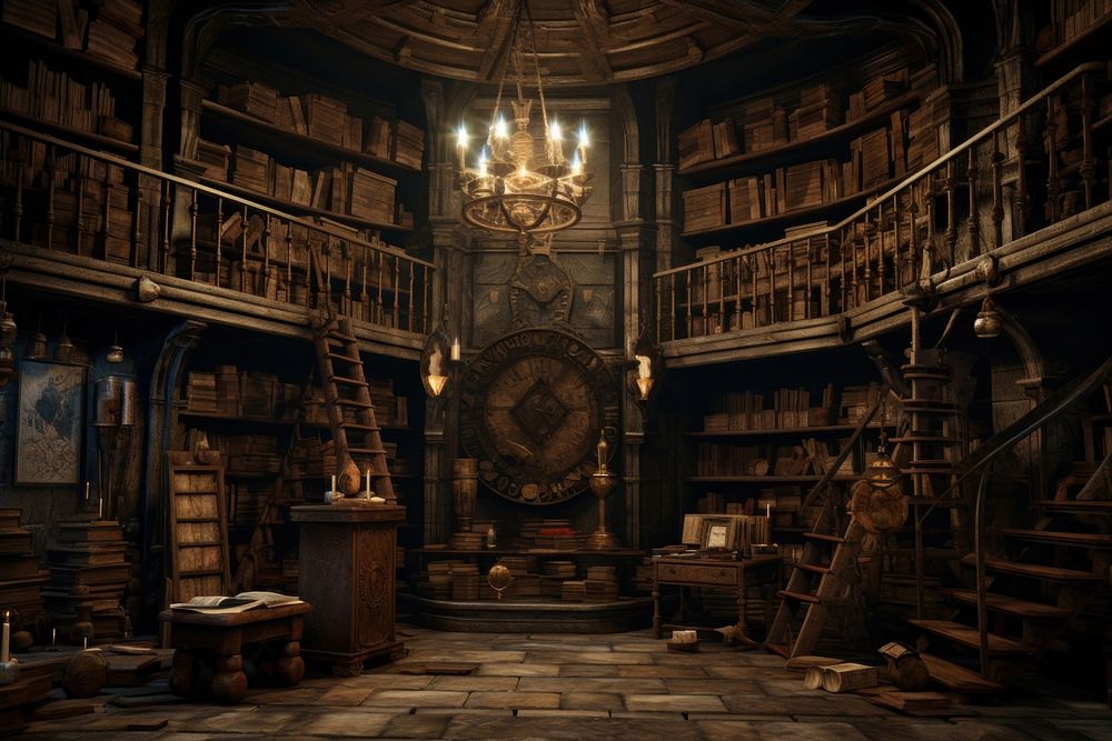 Antique dungeon library architecture publication | Premium Photo - rawpixel