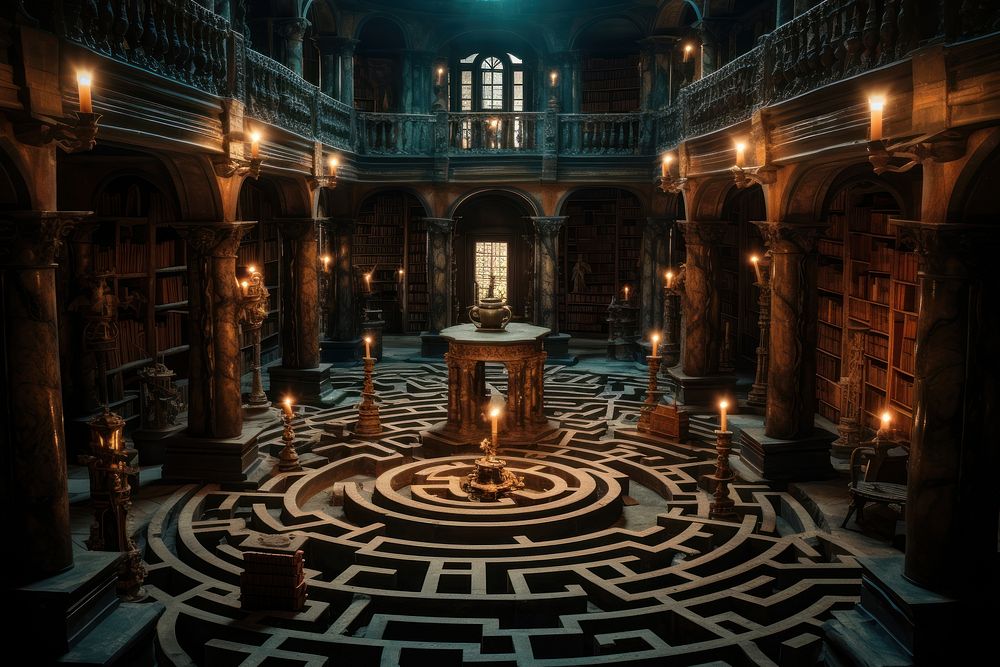 Architecture labyrinth building maze. AI Premium Photo rawpixel