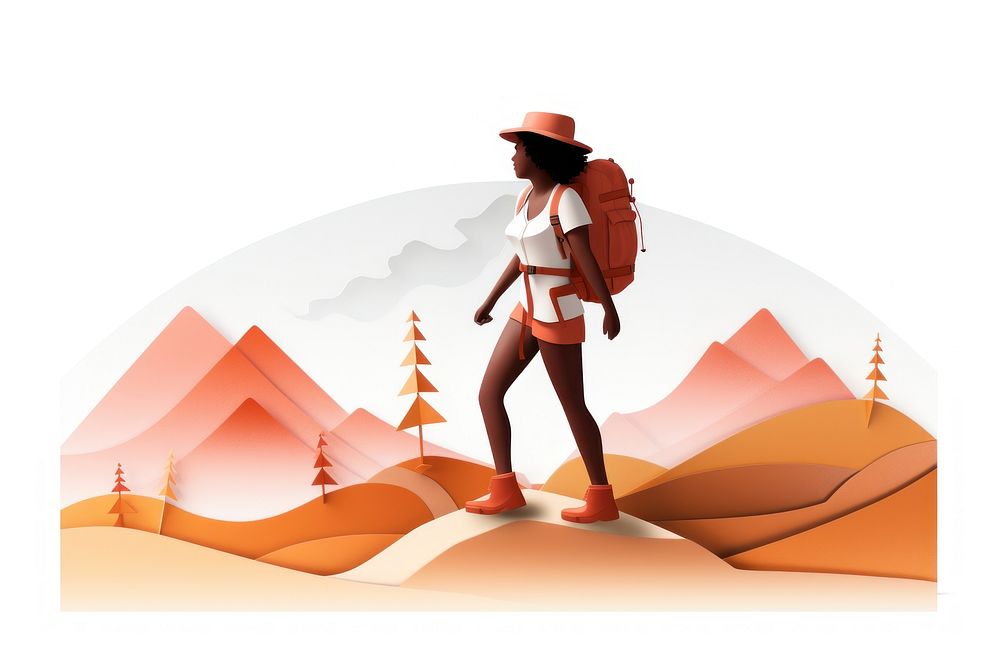 African american woman hiking outdoors backpack walking. AI generated Image by rawpixel.