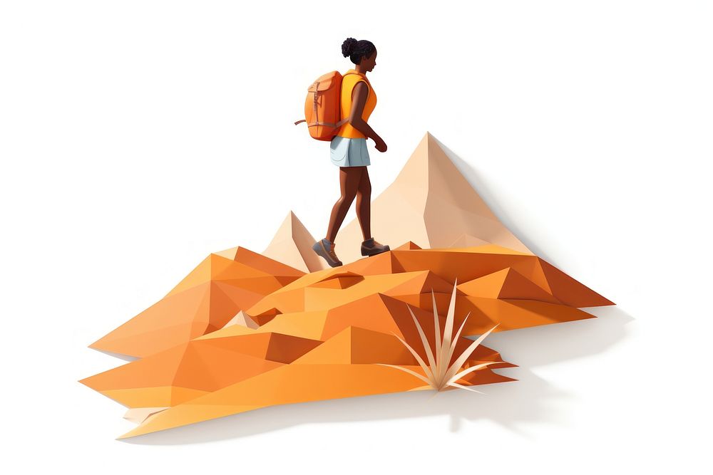 African american woman hiking paper adult art. AI generated Image by rawpixel.
