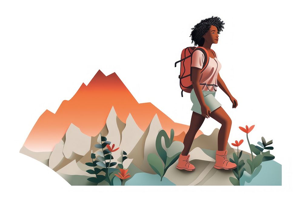 African american woman hiking recreation adventure backpack. AI generated Image by rawpixel.