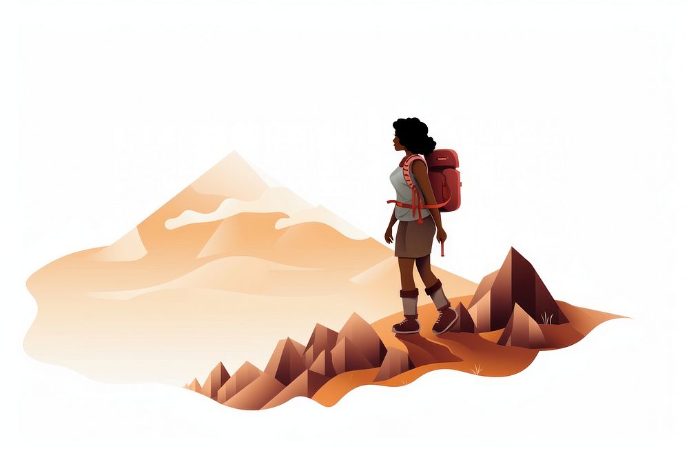 African american woman hiking adventure outdoors backpack. AI generated Image by rawpixel.