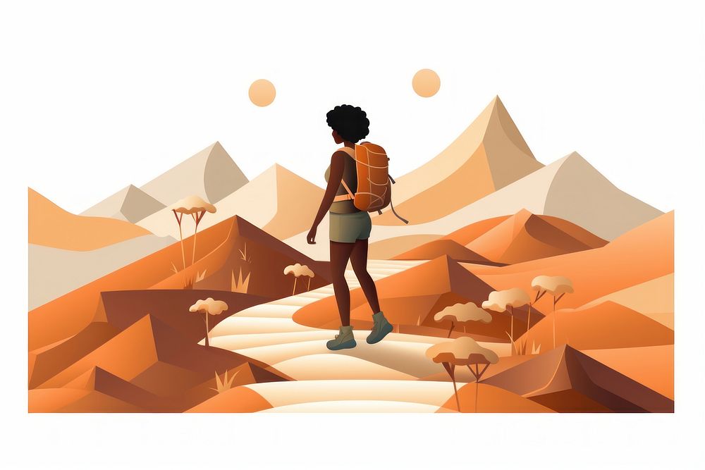 African american woman hiking outdoors walking nature. AI generated Image by rawpixel.