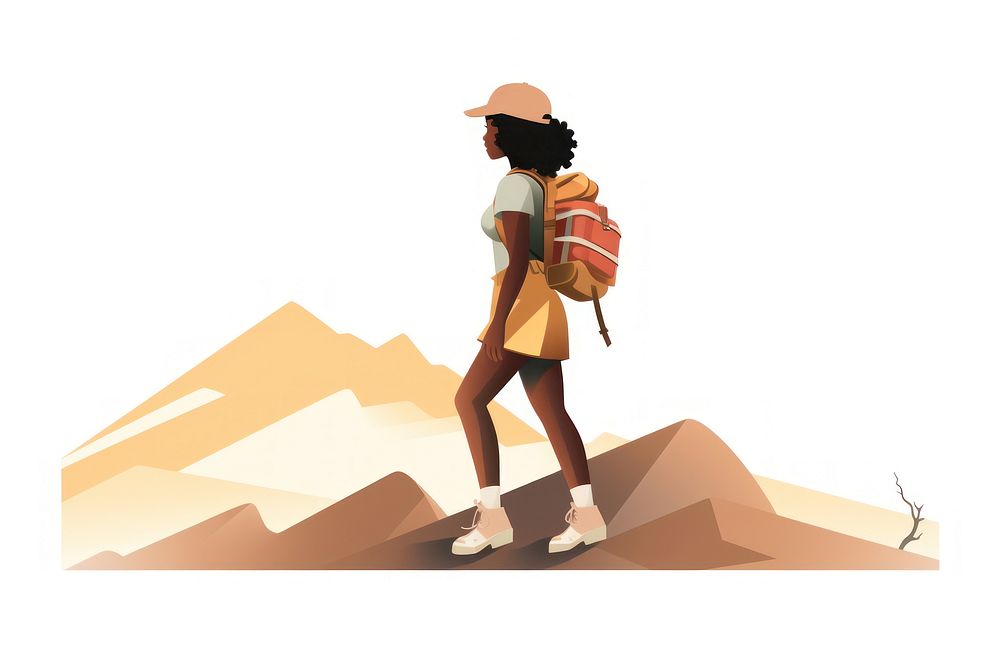 African american woman hiking backpack walking mountaineering. AI generated Image by rawpixel.