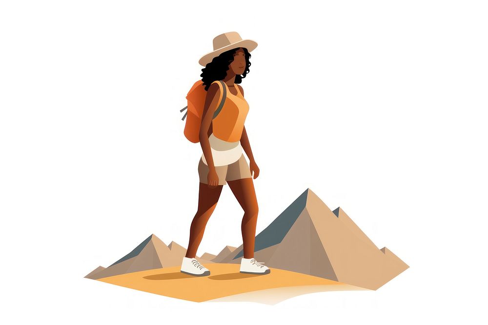African american woman hiking outdoors walking shorts. AI generated Image by rawpixel.