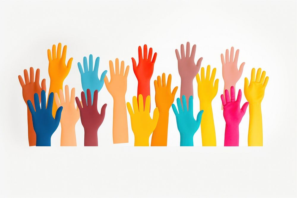 Diverse hands raising white background creativity variation. AI generated Image by rawpixel.