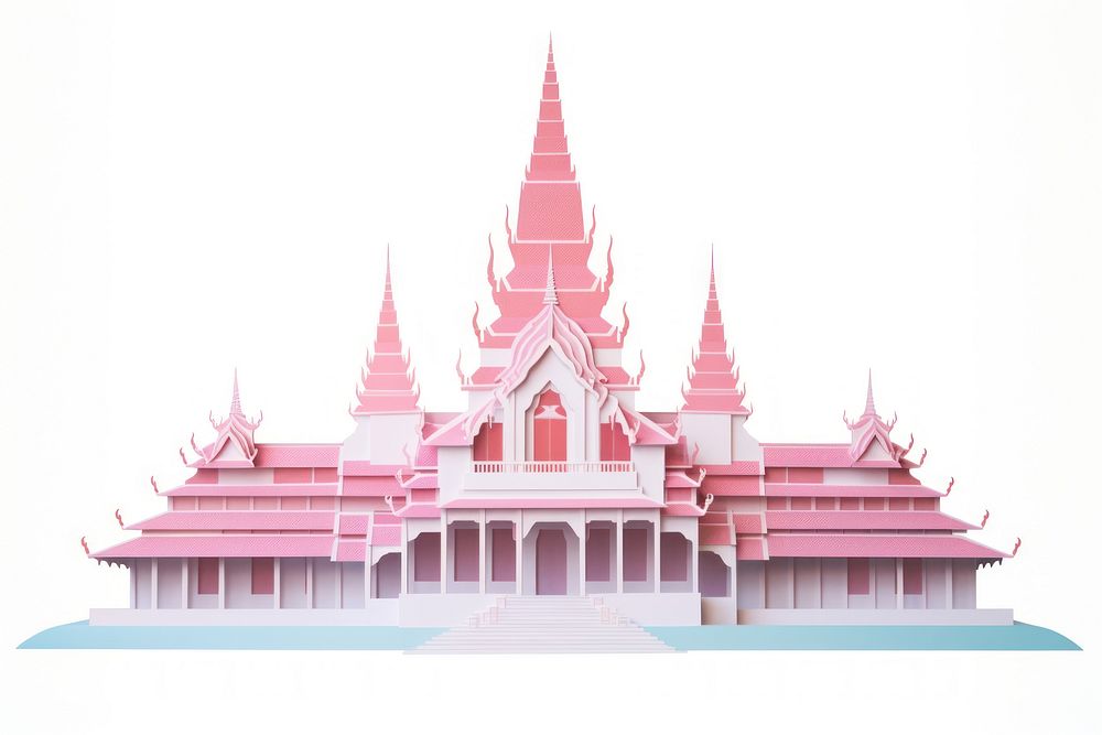 Thai temple architecture building white background. AI generated Image by rawpixel.