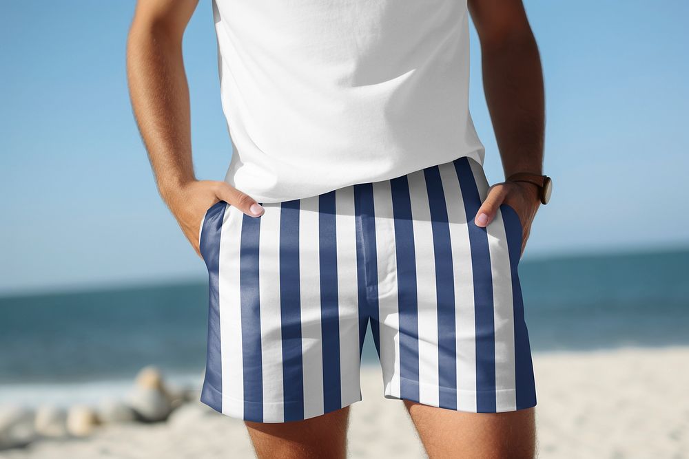 Men's shorts mockup, fashion design psd