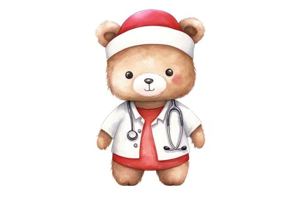 Cute bear nurse wear nurse hat toy white background representation. AI generated Image by rawpixel.