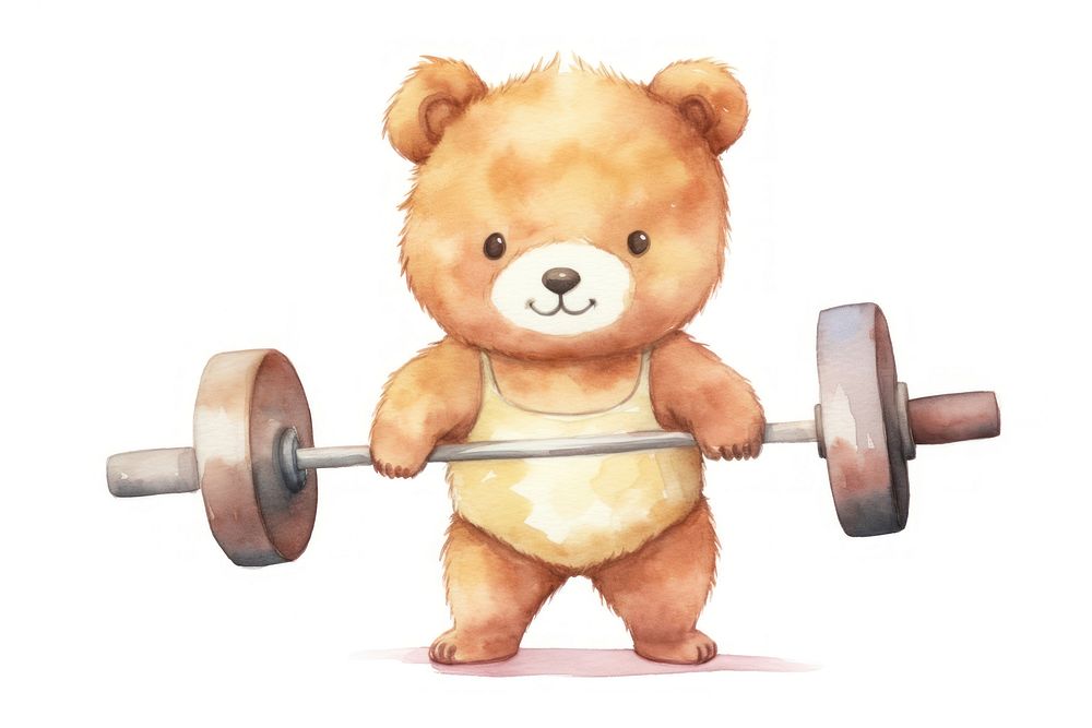 Cute bear fitness toy white background representation. AI generated Image by rawpixel.