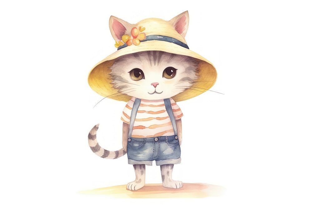 A cute cat person wear summer cloth representation creativity relaxation. AI generated Image by rawpixel.