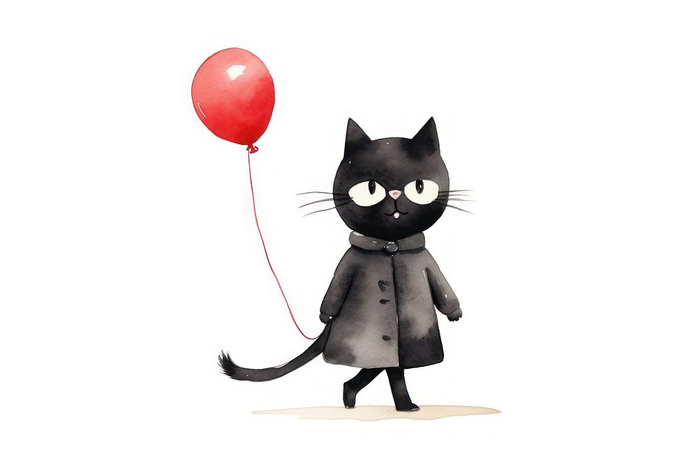 Cute cat walks fashion balloon mammal animal. AI generated Image by rawpixel.