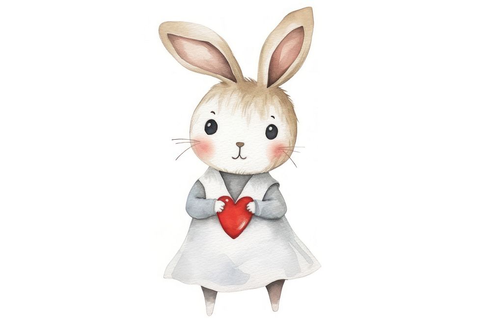 A cute rabbit nurse cartoon animal mammal white white background. AI generated Image by rawpixel.