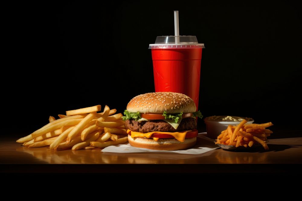 Fastfood refreshment hamburger condiment. AI generated Image by rawpixel.