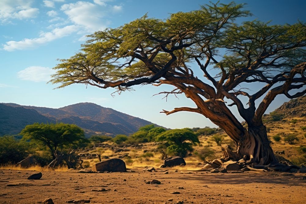 African national park nature tree landscape. AI generated Image by rawpixel.